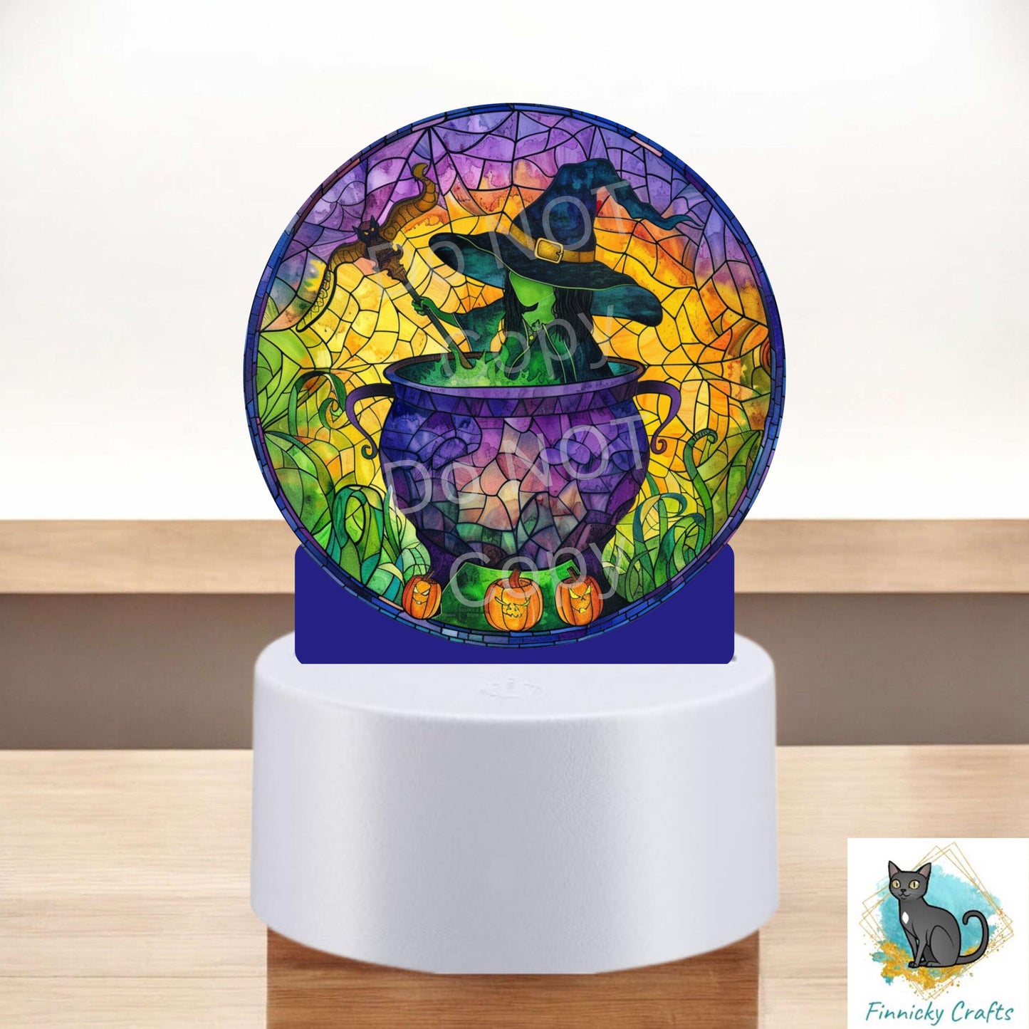 Witch in a Cauldron png - Stained Glass - Sublimation Designs - Acrylic Light Base - Halloween Decor -Pumpkins - Night Light