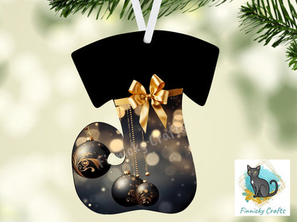 Swirl Stocking Design, Black, Gold, Sophisticated, Christmas, Sublimation, Digital Design, PNG, Earring, Ornament