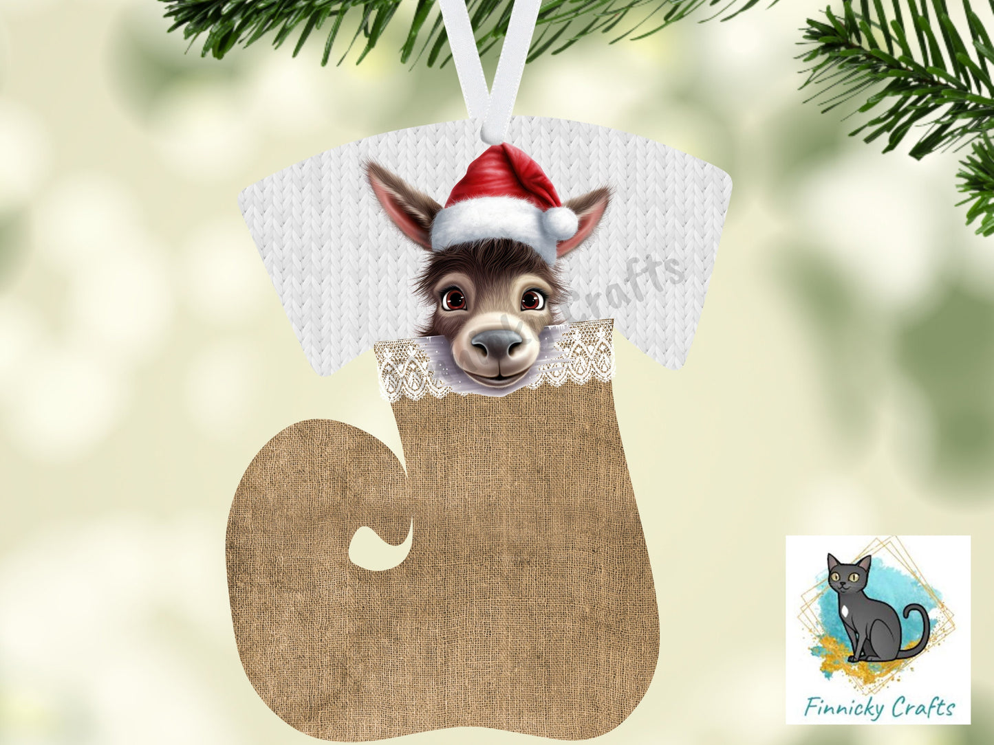 Swirl Stocking Design, Burlap, Peeking Animals, Highland Cow, Pig, Donkey, Christmas, Sublimation, Digital Design, PNG, Earring, Ornament