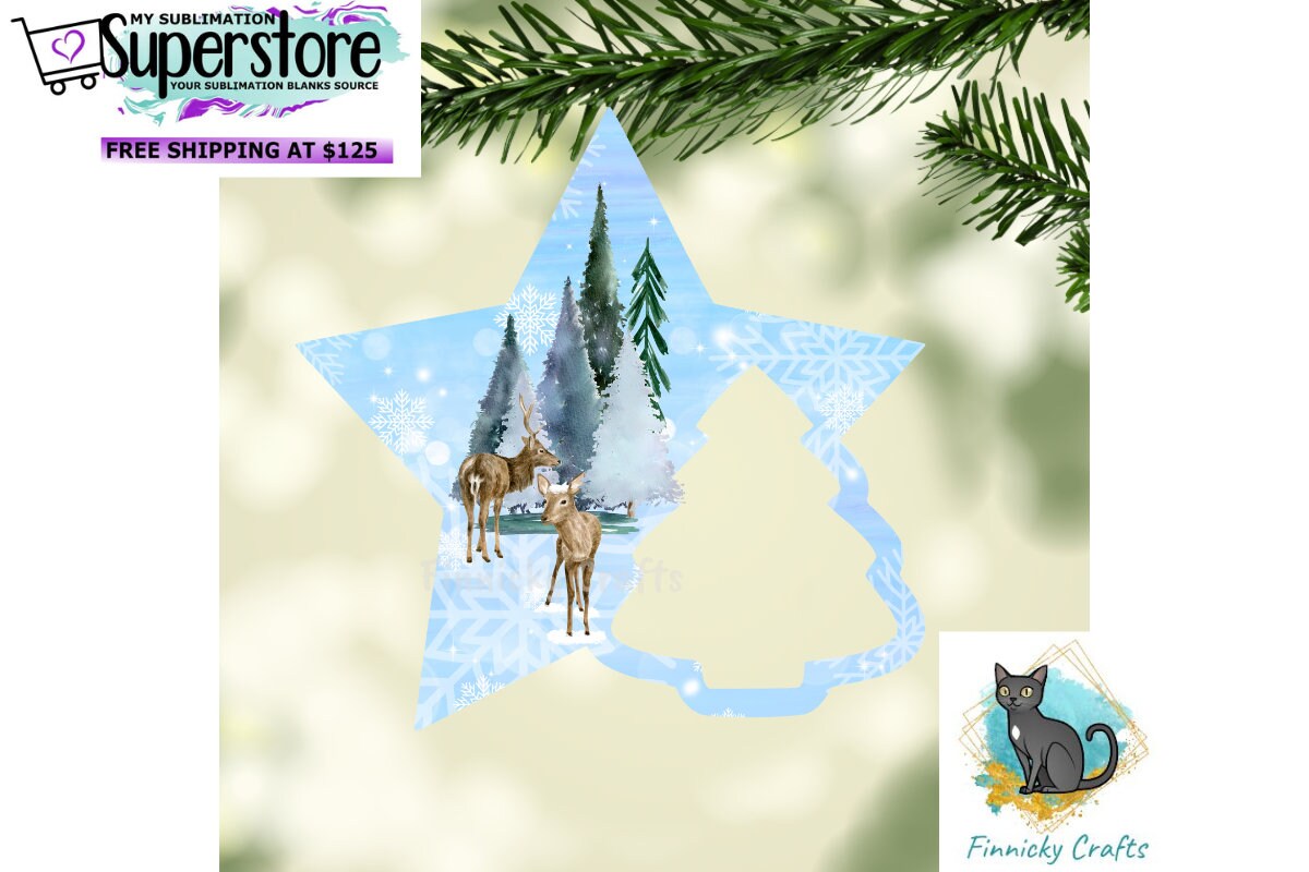Star with Tree Christmas Ornament Bundle png - Nativity - Penguins - Winter Deer