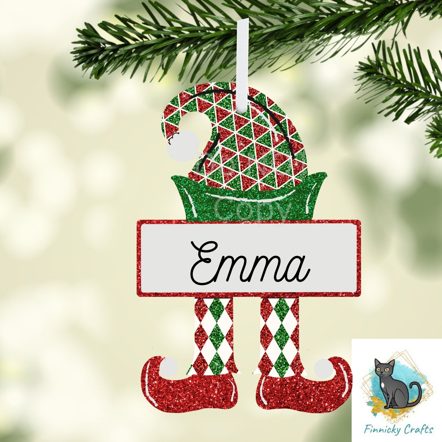 Green Red Elf Sign Tag - Customizable, Christmas Ornament, Christmas Tag, Nightlight, Sublimation, Digital, PNG, Design, MDF and Acrylic