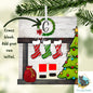 Santa Fireplace - Customizable Ornament,  Sublimation, Digital, PNG, Design, Download, Presents, Wreath, Stockings, Add initial to wreath