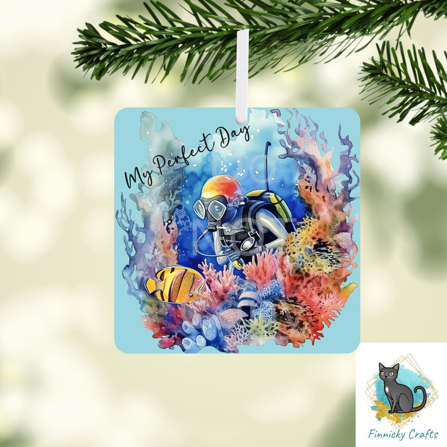 Scuba Diving, My Perfect Day, Rounded Corner Square, Decor, Sublimation, Digital, PNG, Design, Acrylic, Ornament, Night Light