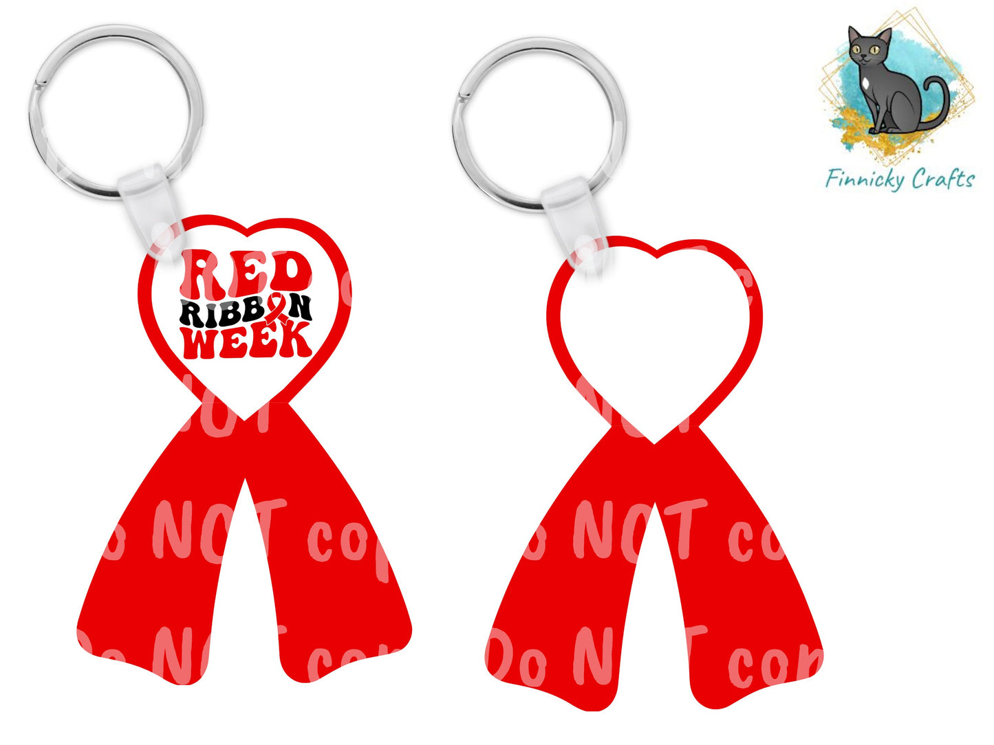 Red Ribbon Week png - Sublimation Designs Wall Hanger - Earring Png - Keychain png - Heart Ribbon png