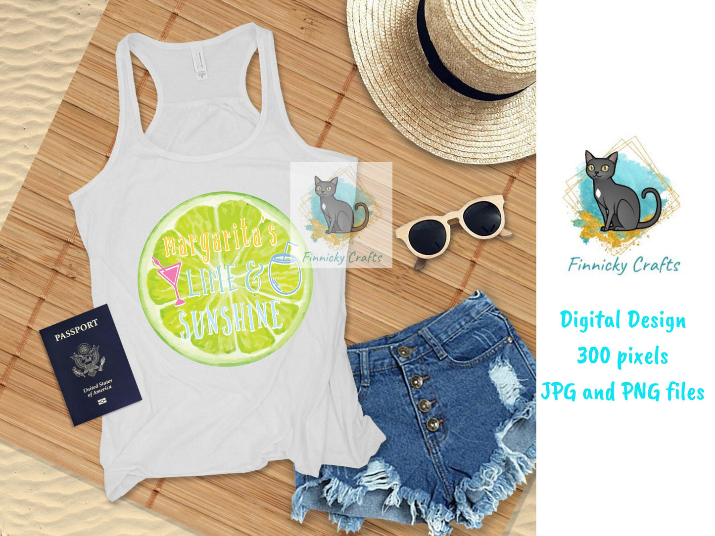 Margaritas Lime and Sunshine Sublimation Design  - Round Sign - T-shirt Design - Digital Download