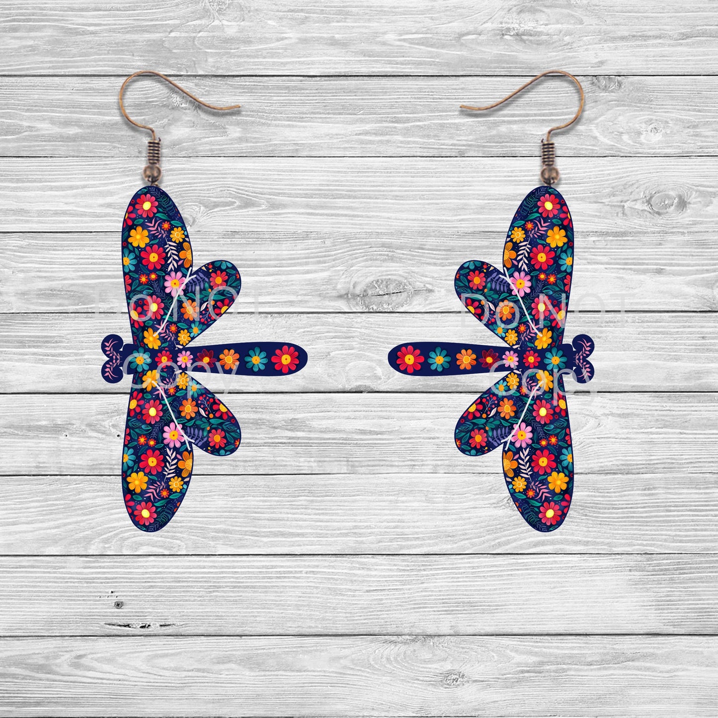 Floral Dragonfly  - Sublimation Digital Design Bundle - MDF, Acrylic, Earrings, Night Light, Bag Charms