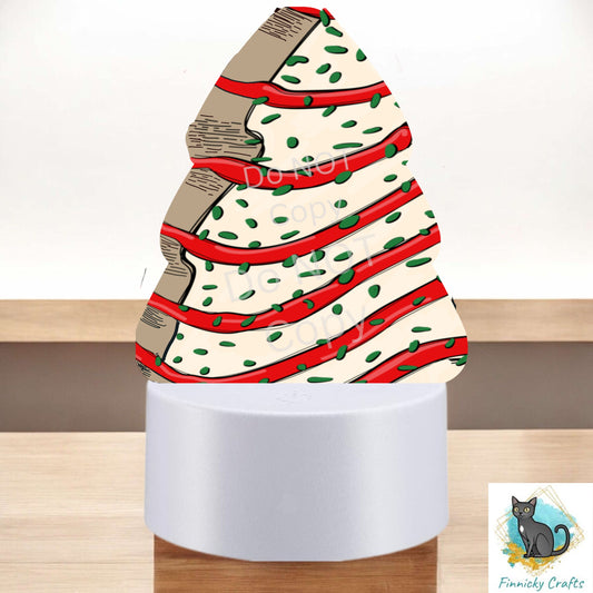 Snack Cake, Chubby Christmas Tree Light Base Acrylic, Sign, Sublimation, Digital, PNG, Design, Acrylic, Nightlight