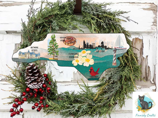 North Carolina State Shape, Sublimation, PNG, Digital Download, Door Hanger, Ornament