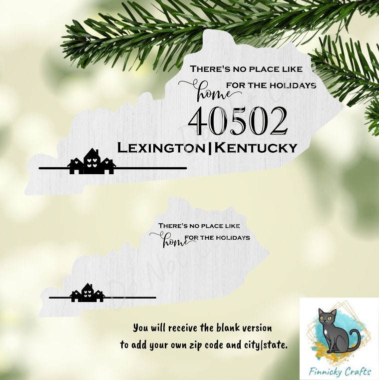 Customizable Kentucky State Shape, Home for the Holidays, Zip Code, Sublimation, PNG, Digital Download, Door Hanger, Ornament