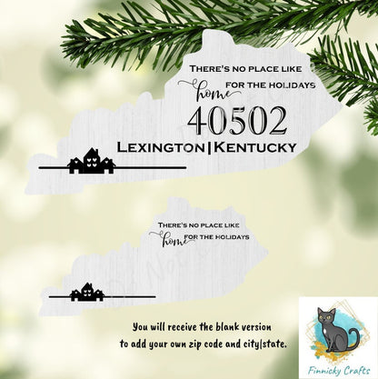 Customizable Kentucky State Shape, Home for the Holidays, Zip Code, Sublimation, PNG, Digital Download, Door Hanger, Ornament