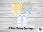 Daisy Flip Flops Earrings Shape  png - Sublimation Designs Earrings Png