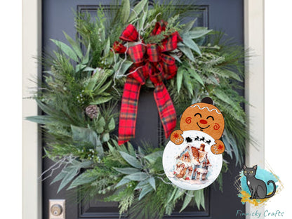 Gingerbread with Bulb, Snow Globe, Gingerbread Man, Digital, PNG, Design, Download, Door Hanger, Ornament, GG Sublimation Blanks