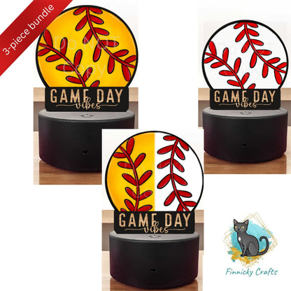 Baseball, Softball, Baseball/Softball Combo, Bundle - Sublimation Designs - Acrylic Light Base - Sports Decor - Game Day Vibes - Night Light