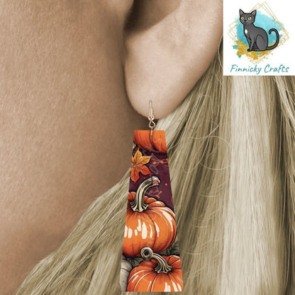 Modern Bar, Pumpkins, Fall Sublimation, PNG Digital Design, Earrings, MDF, Acrylic