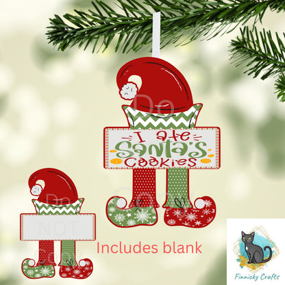 Green Red Elf Sign Tag - Customizable, Christmas Ornament, Christmas Tag, Nightlight, Sublimation, Digital, PNG, Design, MDF and Acrylic