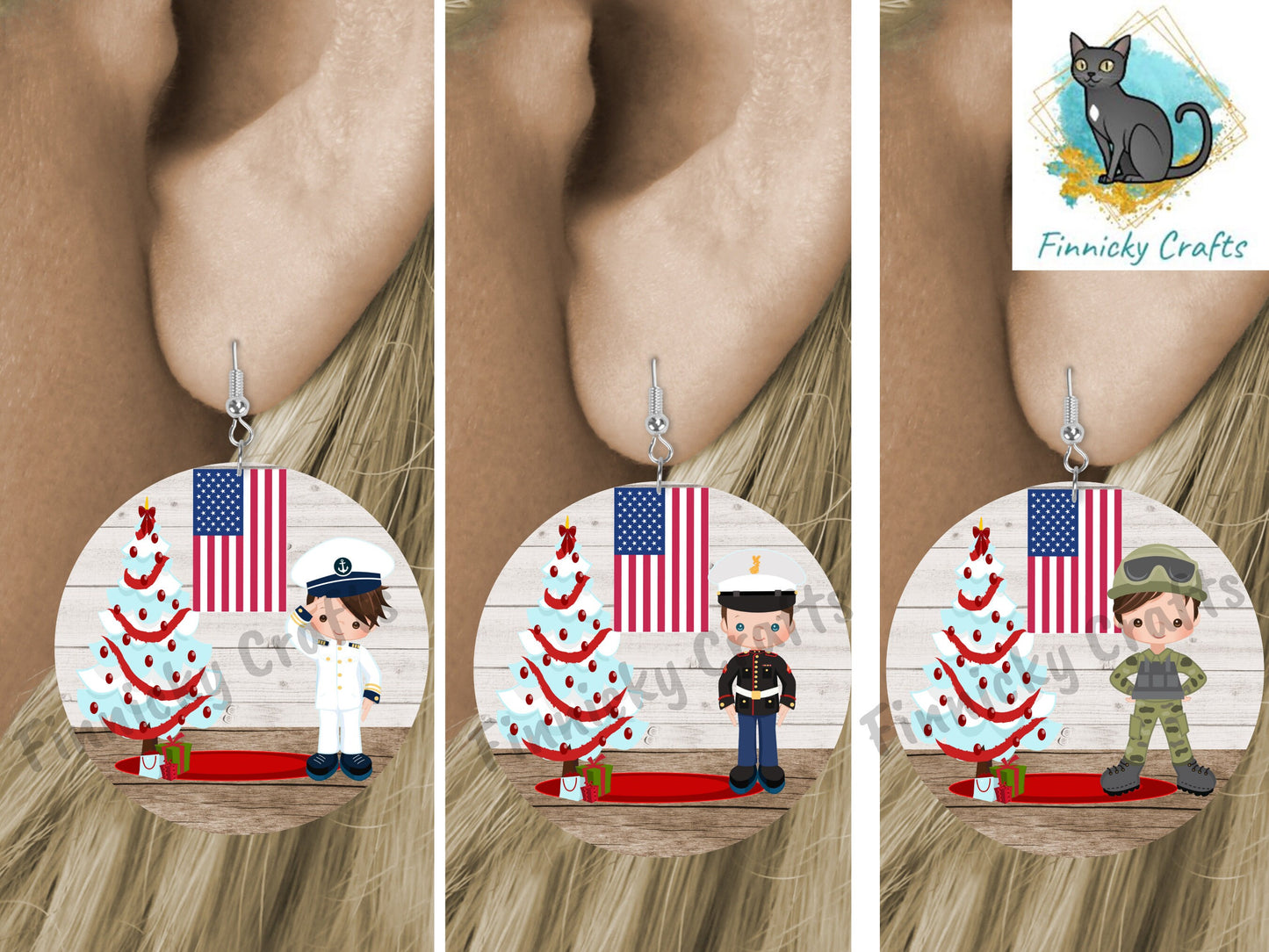 Military, Army, Marines, Navy, Christmas, Digital, PNG, Download, Ornament, Sublimation, Coaster, Round, Christmas, Badge Reel