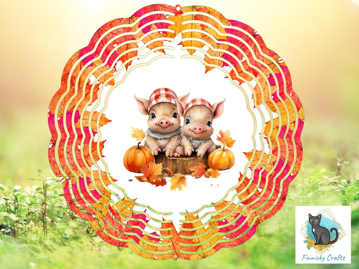 Scallop Wind Spinner, Pigs, Autumn Leaves, Fall, Sublimation, Digital, PNG, Design, Download
