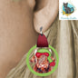Highland Cow Leather Earrings Shape png - Green and Red Sublimation Designs - MDF and Acrylic