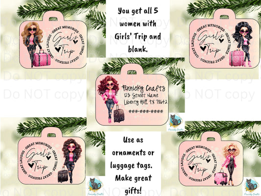 Suitcase, Luggage, Girls Trip, Sublimation, Luggage Tag, Digital, PNG, Design, Download Only, Ornament, Decoration, Sign