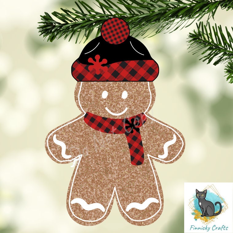 Gingerbread Beanie - Red plaid, black plaid, snowflake Earrings Digital Download- Earrings, Keyrings, Ornaments, Decorations