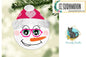 Snowman with Red heart Knit Beanie Christmas Ornament png