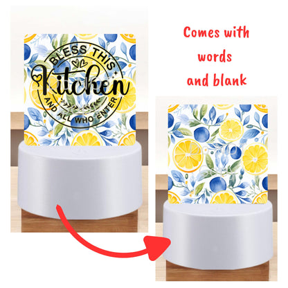 Mediterranean tiles and lemons png - Sublimation Designs - Square Acrylic - Light Base - Home Decor - Night Light - Kitchen - Words & blank