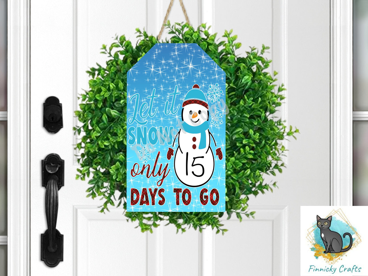 Wipe off Snowman Countdown Christmas Tag, Basket Weave Digital, PNG, Design, Download, Door Hanger, Ornament, Sublimation,
