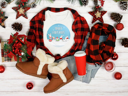 Merry Christmas Rabbits and Cow Round Sign - T-shirt - Hat - Pillow - Apron - Coaster - Cup - Bag - Ornament Design - Digital Download