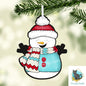 Snowman with hat and scarf - Christmas Winter Ornament, Earrings, Nightlight, Sublimation, Digital, PNG, Design, Download, MDF and Acrylic