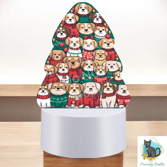 Dogs Chubby Tree, Christmas Sign PNG, Digital Download, Sublimation, Decor, Light Base