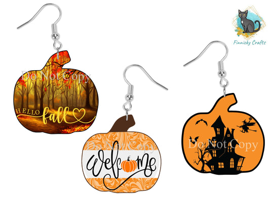 Pumpkin Bundle, Sublimation, Digital, PNG Design, Download for Earrings, Necklace, Wall Decor, Door Hanger, Keychain