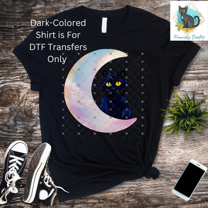 Moon Cat - Black Cat - Crescent Moon - 2 versions (Welcome & Blank) - Earrings - Signs - Design - PNG - T-shirts - DTF and Sublimation