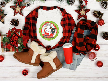 Meowy Christmas Round Sign - T-shirt - Hat - Pillow - Apron - Coaster - Cup - Bag - Ornament Design - Digital Download