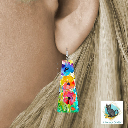 Modern Bar Spring Flowers, Sublimation, Multicolor,  Acrylic, MDF, Digital Design- Earrings
