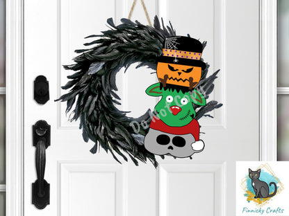 Trio Halloween Pumpkin, Frankenstein Reindeer, Skeleton Santa Design png