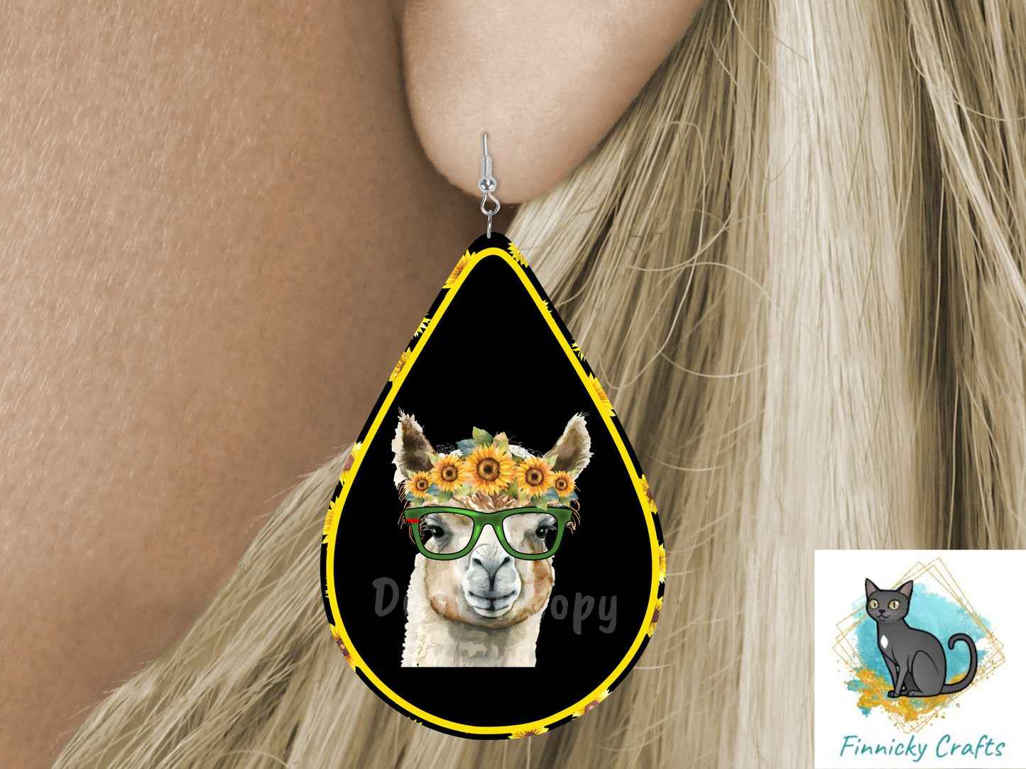 Cute Alpaca Trio/Sunflower Large hair clip, small hair clip, earrings, sublimation, png
