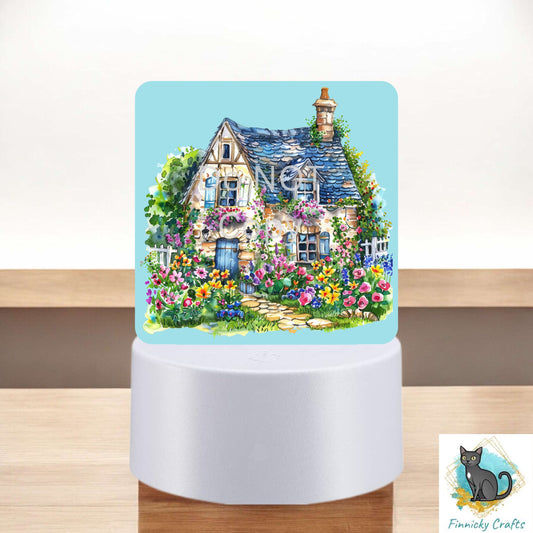 Floral English Cottage png - Sublimation Designs - Square Acrylic - Light Base - Home Decor - Night Light