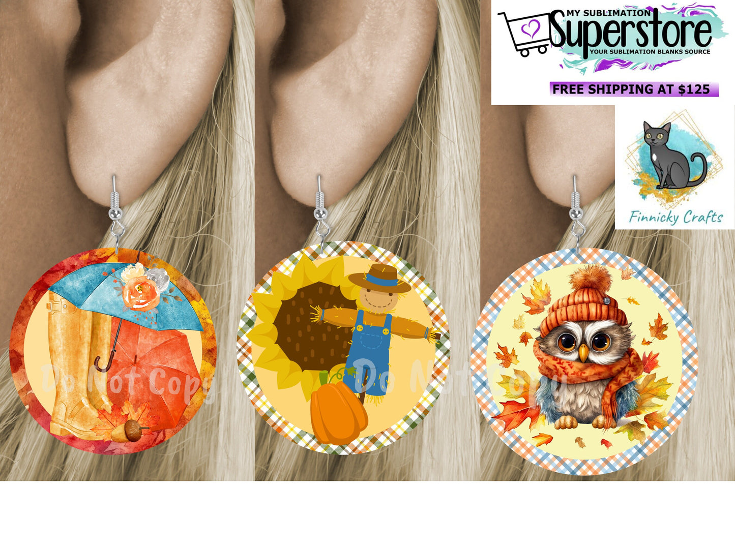 Round Design, Scarecrow, Owl, Rain, Rain Boots, Sublimation, PNG, Digital Download, Earrings, Door Hanger, Decoration, Car Coaster