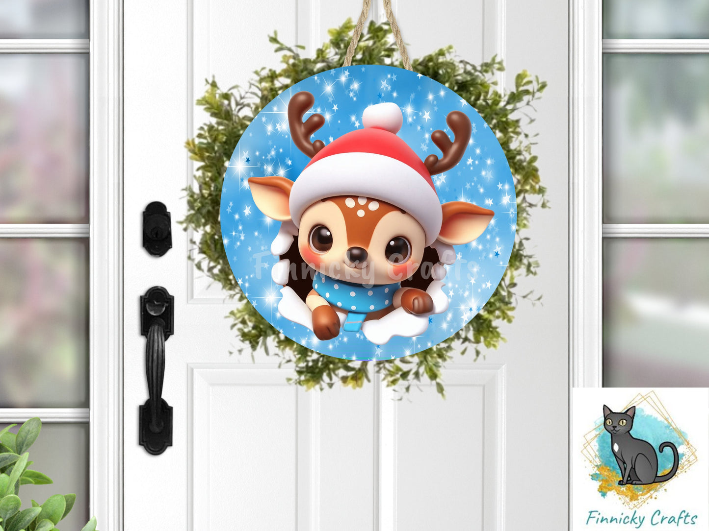 Circle Round 3D Christmas Reindeer Customizable Design Bundle, Sublimation, Digital, PNG, Design, Download
