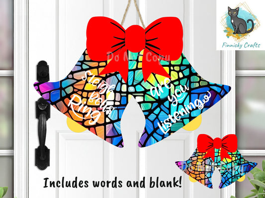 Christmas Bells, Sleigh Bells, Stained Glass, Sublimation, Digital, PNG, Design, Download Only, Ornament, Decoration, Sign, earrings