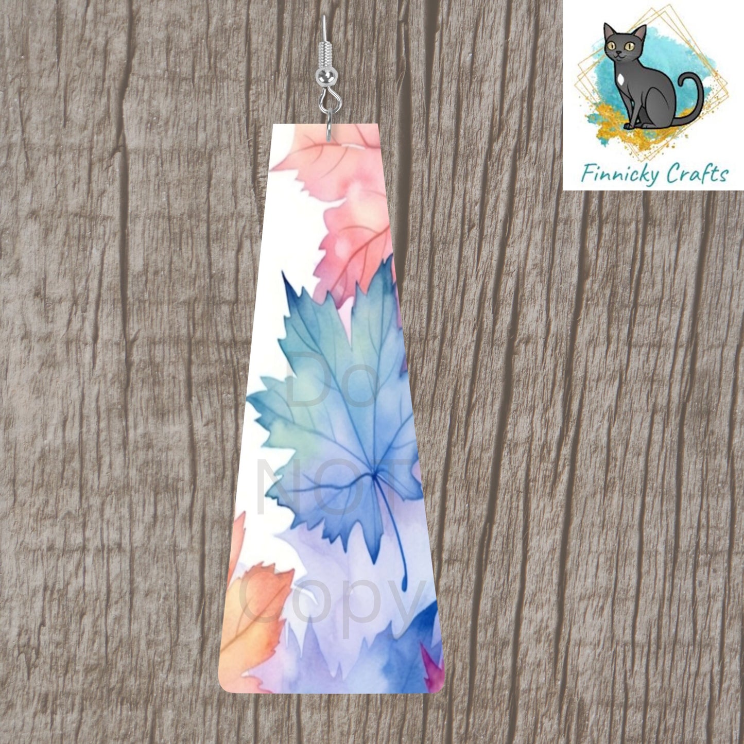 Modern Bar, Pastel Maple Leaves, Fall Sublimation, PNG Digital Design, Earrings, MDF, Acrylic