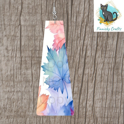 Modern Bar, Pastel Maple Leaves, Fall Sublimation, PNG Digital Design, Earrings, MDF, Acrylic