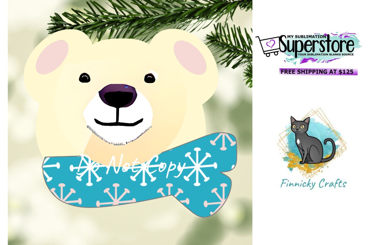 Polar Bear with Festive Scarf Christmas Ornament png