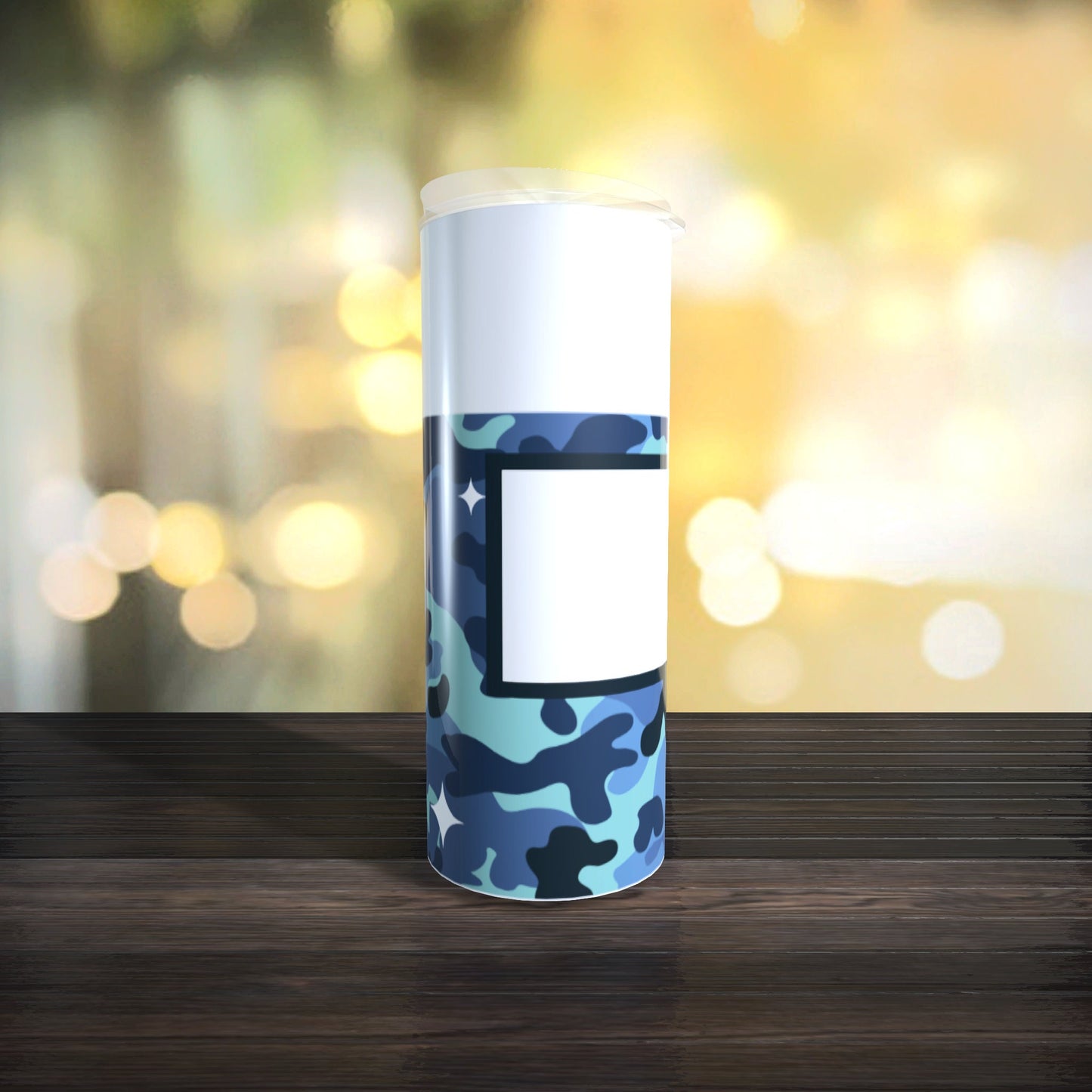 Customizable Spray Can Tumbler Template - Be Gone Template - Blue Camo - Digital Design - Sublimation Tumbler