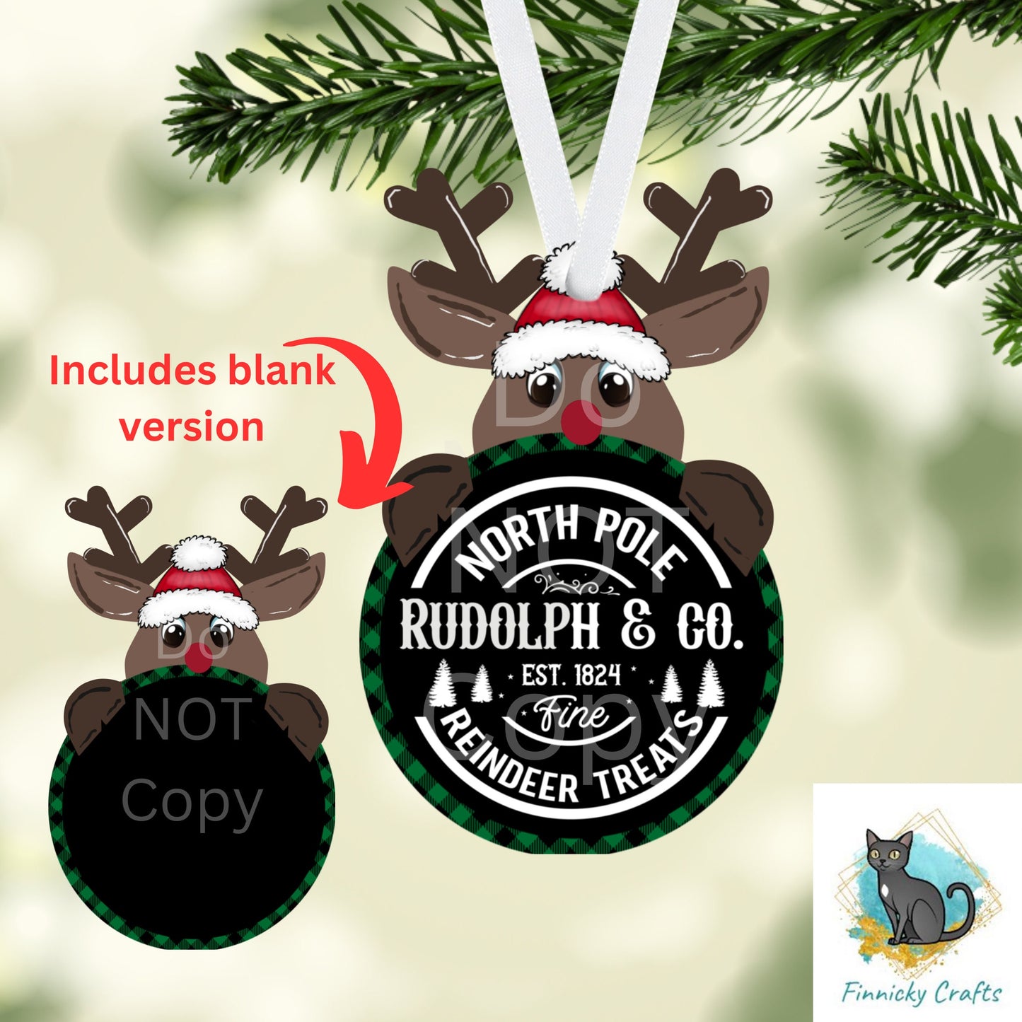 Customizable Reindeer with bulb, Christmas ornament, Sublimation, Digital, PNG, Design, Download Only, Ornament, Decoration, Sign