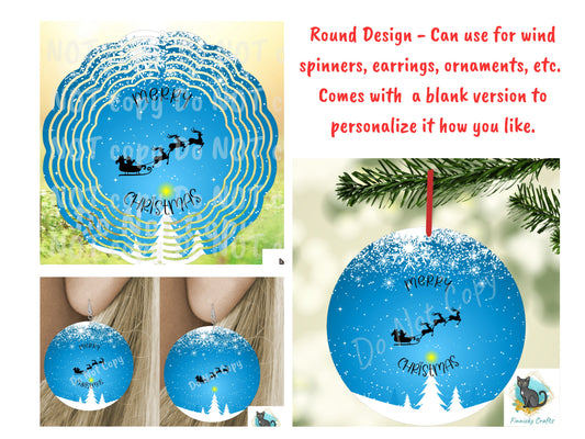 Merry Christmas, Santa Sleigh,Digital, PNG, Download, Wind Spinner, Earrings, Ornament, Sublimation, Printable, Coaster, Round, Christmas