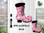 Halloween, Pink Witch's Boot, Spooky, Bats, Tonight We Fly, Welcome, Earrings, Door Wall Hanger, Sublimation, Digital, PNG, Design, Download