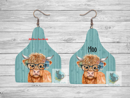 Customizable Highland Cow Tag Shape  png - Sublimation Designs Wall Hanger - Earring Png - Cow Tag Download
