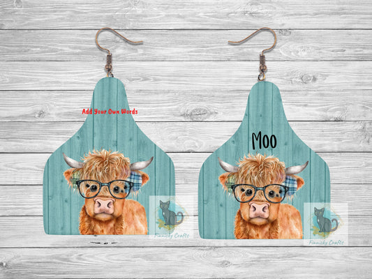 Customizable Highland Cow Tag Shape  png - Sublimation Designs Wall Hanger - Earring Png - Cow Tag Download