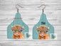Customizable Highland Cow Tag Shape  png - Sublimation Designs Wall Hanger - Earring Png - Cow Tag Download